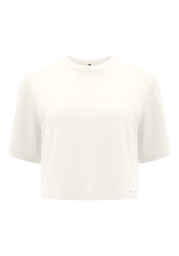 Blusa Curta Básica De Mangas Curtas em Moletinho 00396