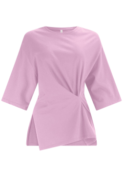 T-shirt Assimétrica em Malha Prime com Franzido 8739L