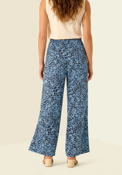 Calça Pantalona Estampada de Cintura Alta em Viscose Lez a Lez 3682E