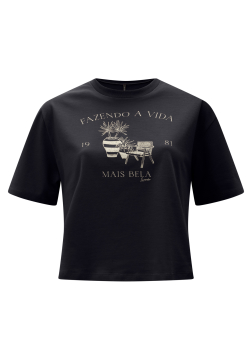 T-SHIRT EM ALGODÃO COM ESTAMPA LUNENDER C0196