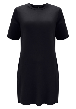 Vestido Curto Básico Com Bolsos E Mangas Curtas Em Malha 00590