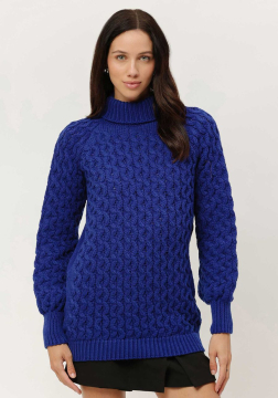 Blusão Amplo em Tricô Texturizado com Gola Alta 8650L