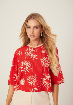 Blusa Estampada em Viscose com Lurex 3136E