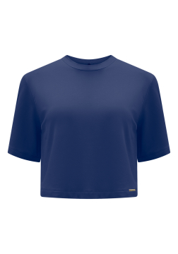 Blusa Curta Básica De Mangas Curtas em Moletinho 00396