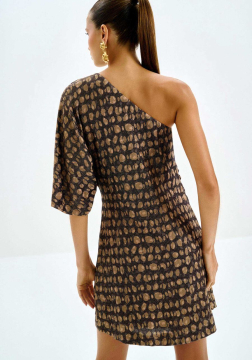 VESTIDO CURTO UM OMBRO COM BRILHO LEZ A LEZ 6939L