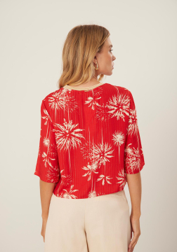 Blusa Estampada em Viscose com Lurex 3136E