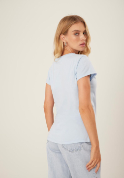 Blusa De Mangas Curtas Com Bordado Em Alto Relevo 7197E