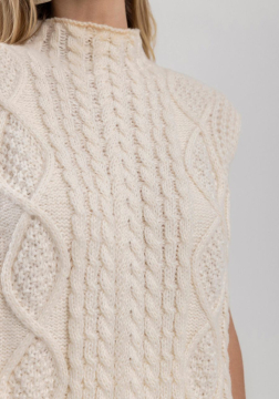 Blusão Sem Mangas Alongado Com Gola Alta Em Tricô 7347E