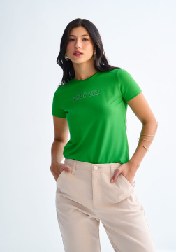 T-shirt Malha Power com Efeito Brilho Lez a Lez 3127E