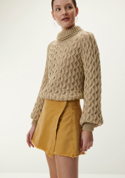 Blusão Amplo em Tricô Texturizado com Gola Alta 8650L