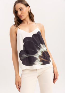Blusa Al&ccedil;as Estampada com Detalhe Costas 3158E
