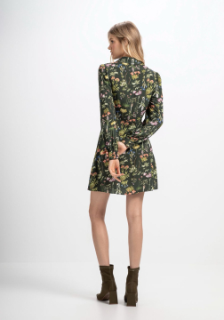 Vestido Curto Chemise Estampado com Manga Longa Lez a Lez 9888L