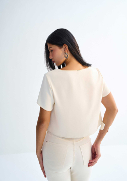 Blusa Curta em Tecido Plano com Estampa Geométrica 3135E