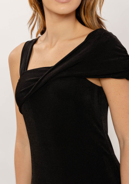 Vestido Curto em Malha com Decote Assimétrico 6964L