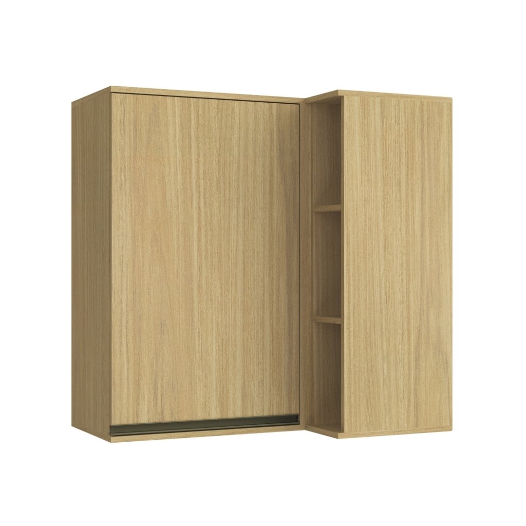 Armário Aéreo Alto Canto Reto 1 Porta Mdf Louro Freijó / Louro Freijó C/ Nicho Externo Linha Nova Dubai 3916
