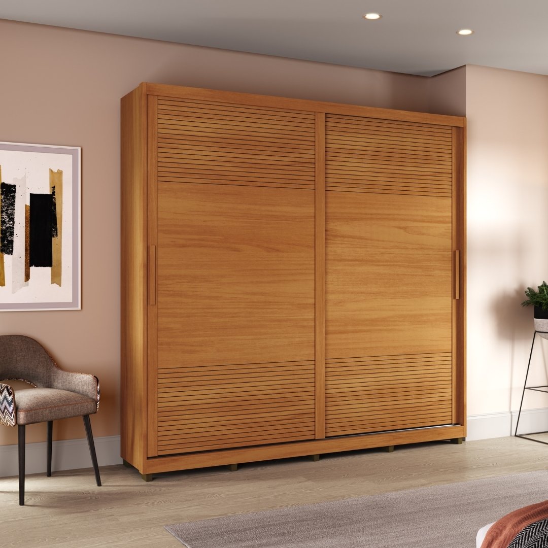 Roupeiro Malthus 237cm 2 Portas 3 Gavetas Mdf Nature / Nature Grafiatto S/ Espelho 520