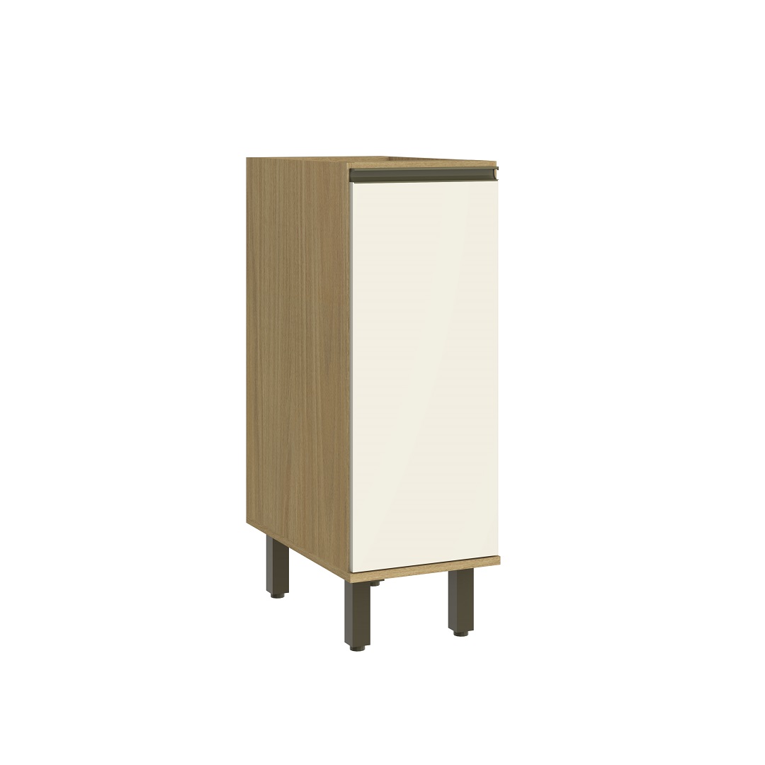 Balcão 30cm 1 Porta Mdf Louro Freijó / Champanhe S/ Tampo Linha Nova Dubai 3930