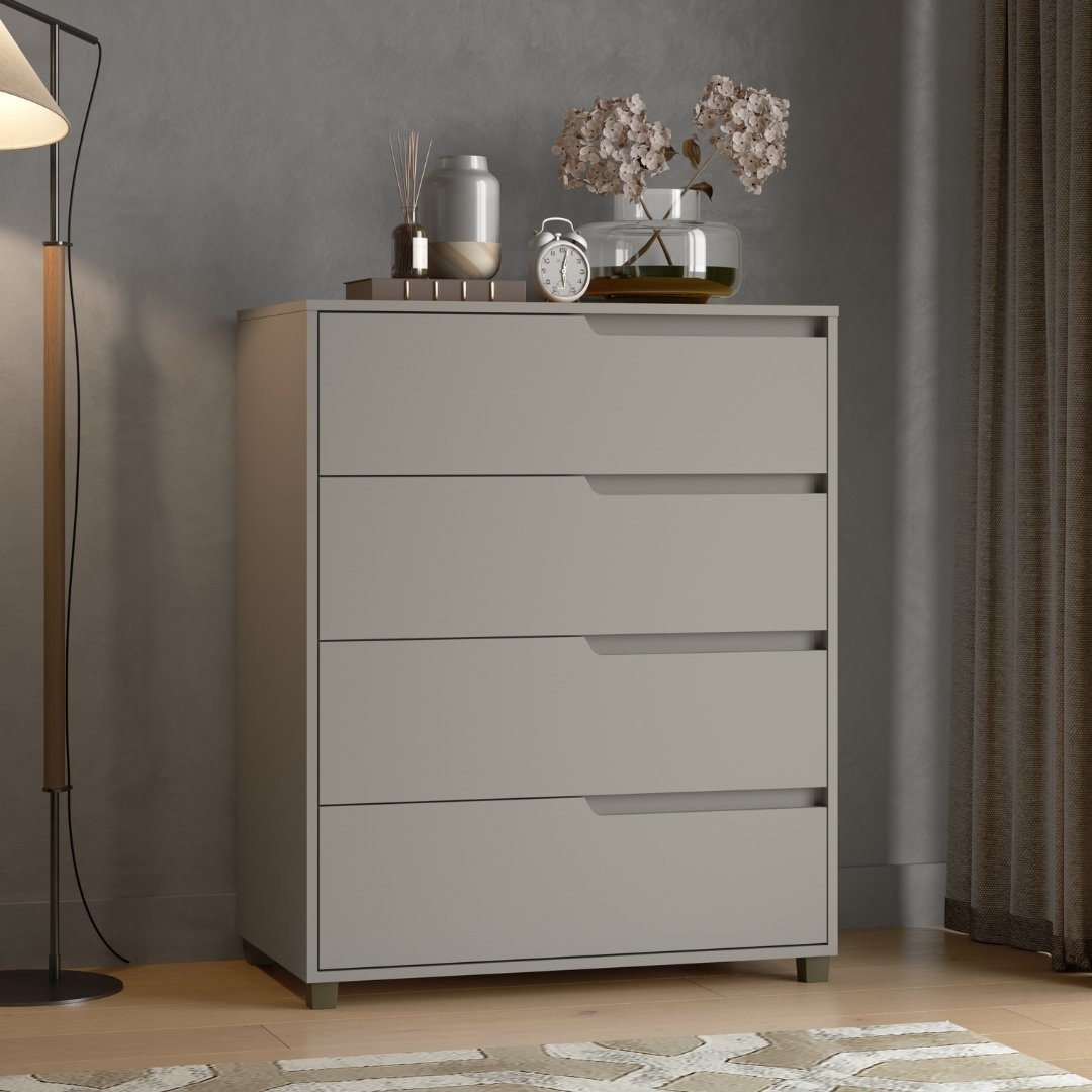 Cômoda Monet 80cm 4 Gavetas Mdf Cinza / Cinza 510