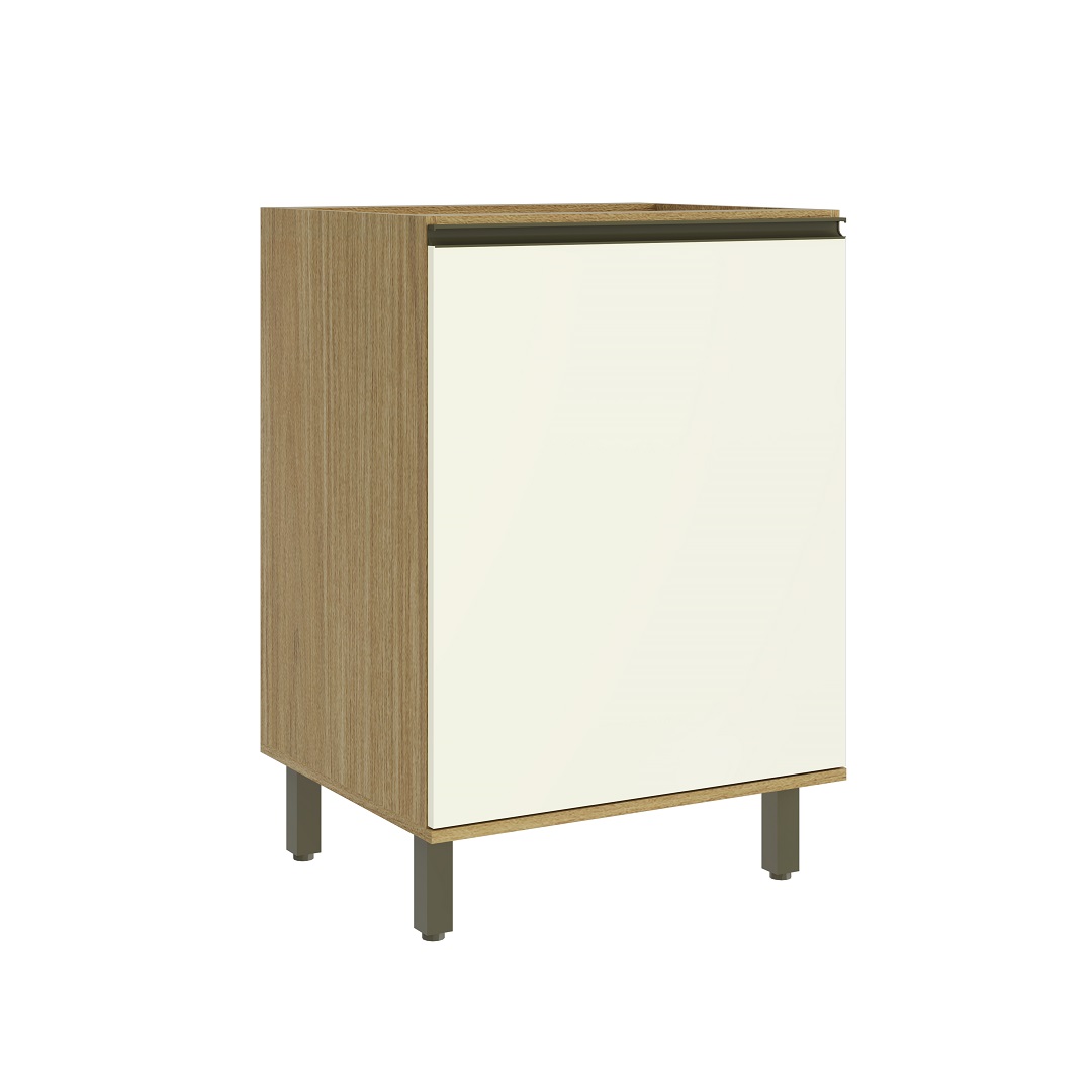 Balcão 60cm 1 Porta Mdf Louro Freijó / Champanhe S/ Tampo Linha Nova Dubai 3936