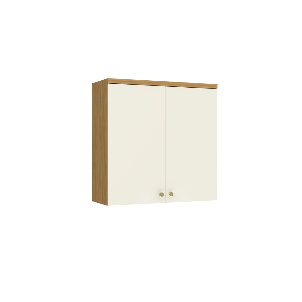 Armário Aéreo Alto 80cm 2 Portas Mdf Mascavo / Champanhe Linha Mira 4682