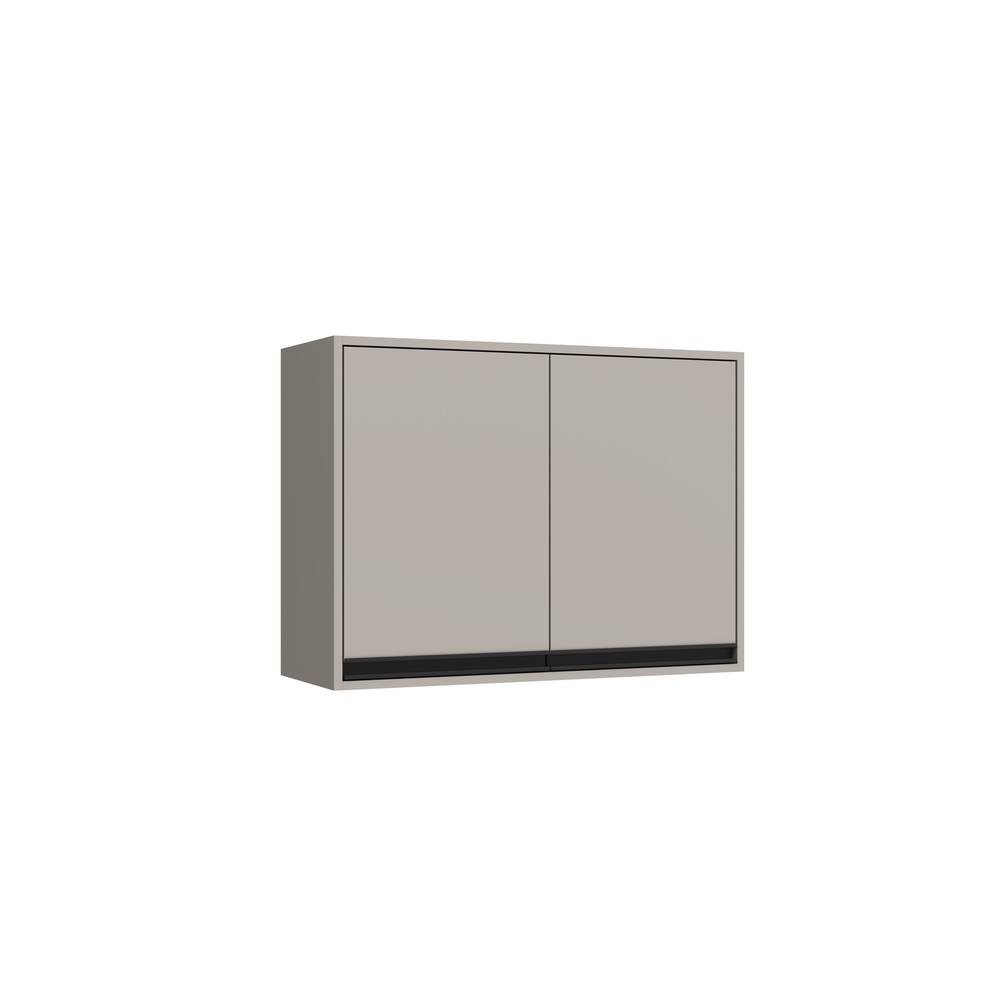 Armário Aéreo Alto 80cm 2 Portas Mdp Cinza / Cinza Linha Charlotte 4580