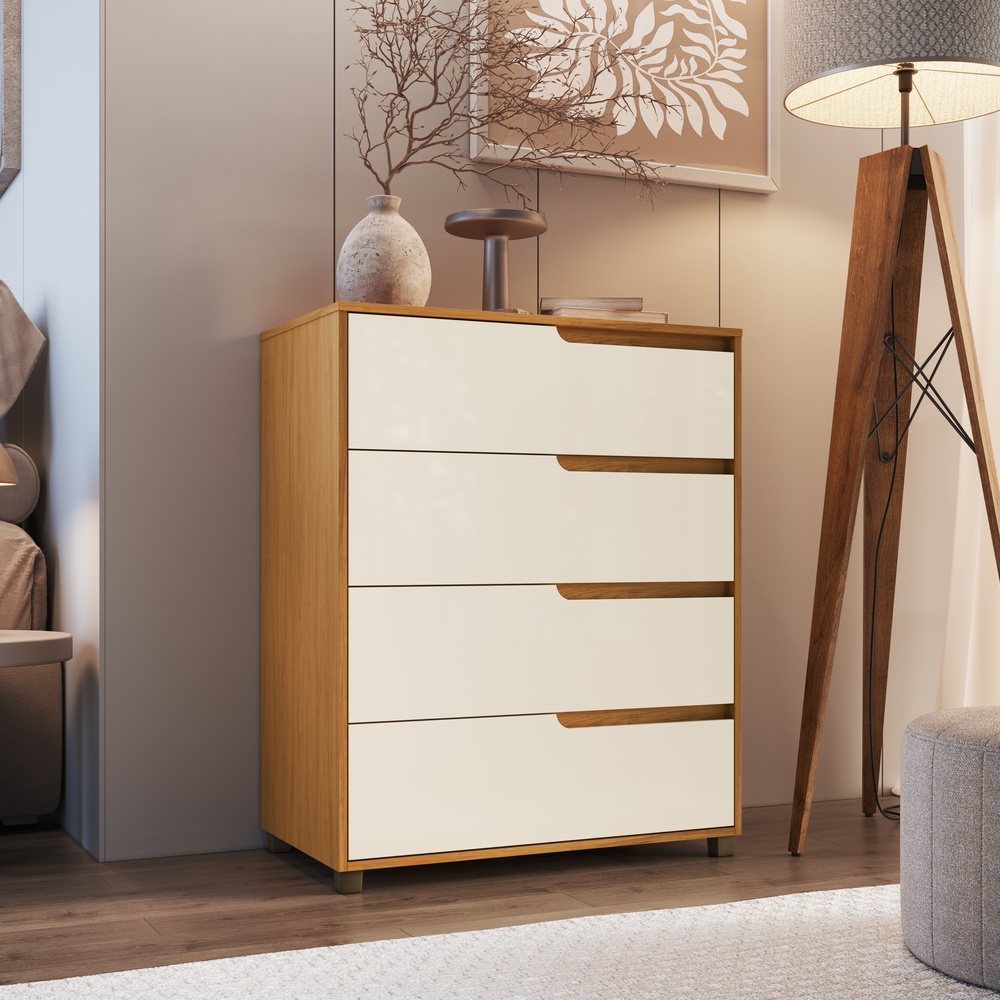 Cômoda Monet 80cm 4 Gavetas Mdf Nature / Champanhe 510