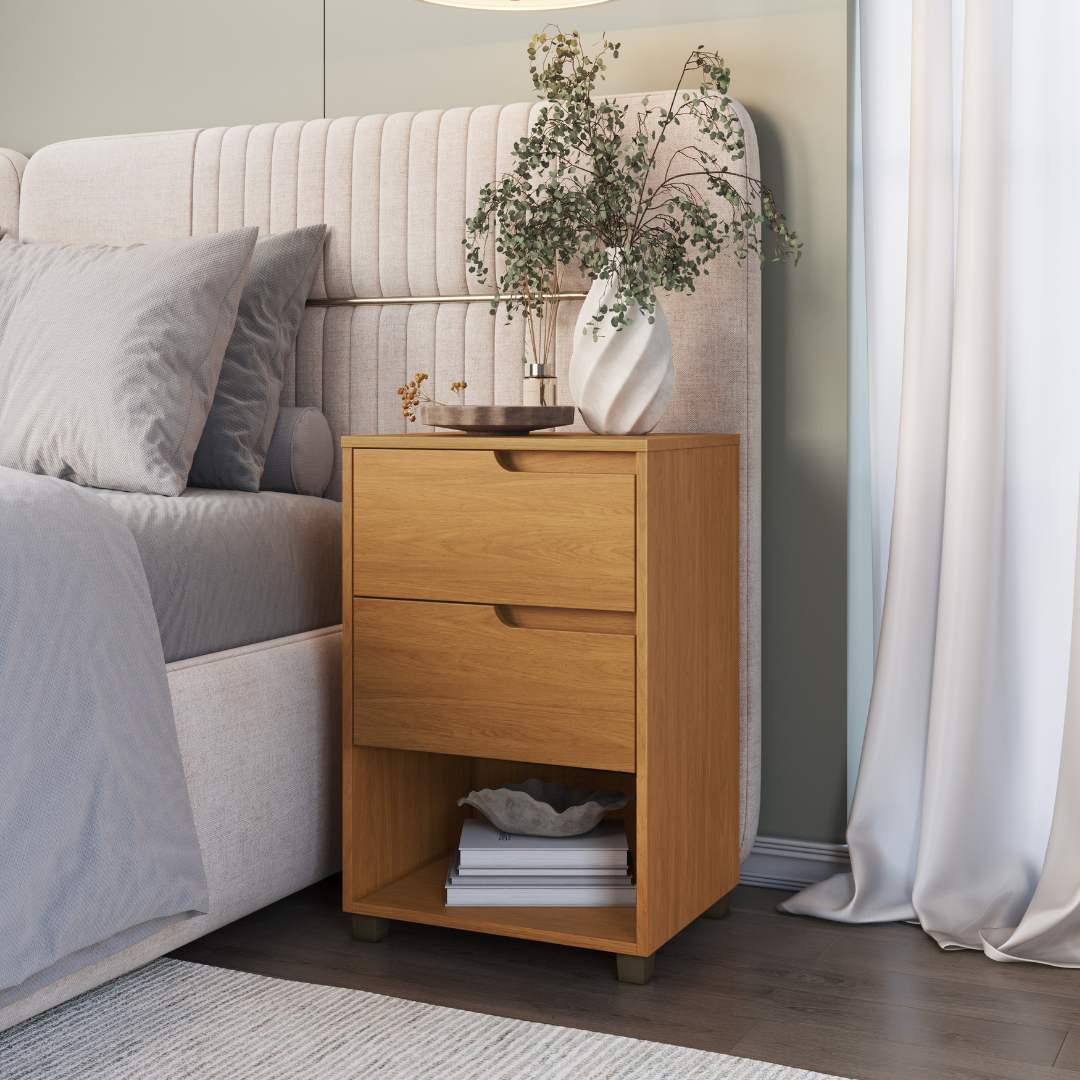 Mesa Auxiliar Da Vinci 45cm 2 Gavetas Mdf Nature / Nature 512