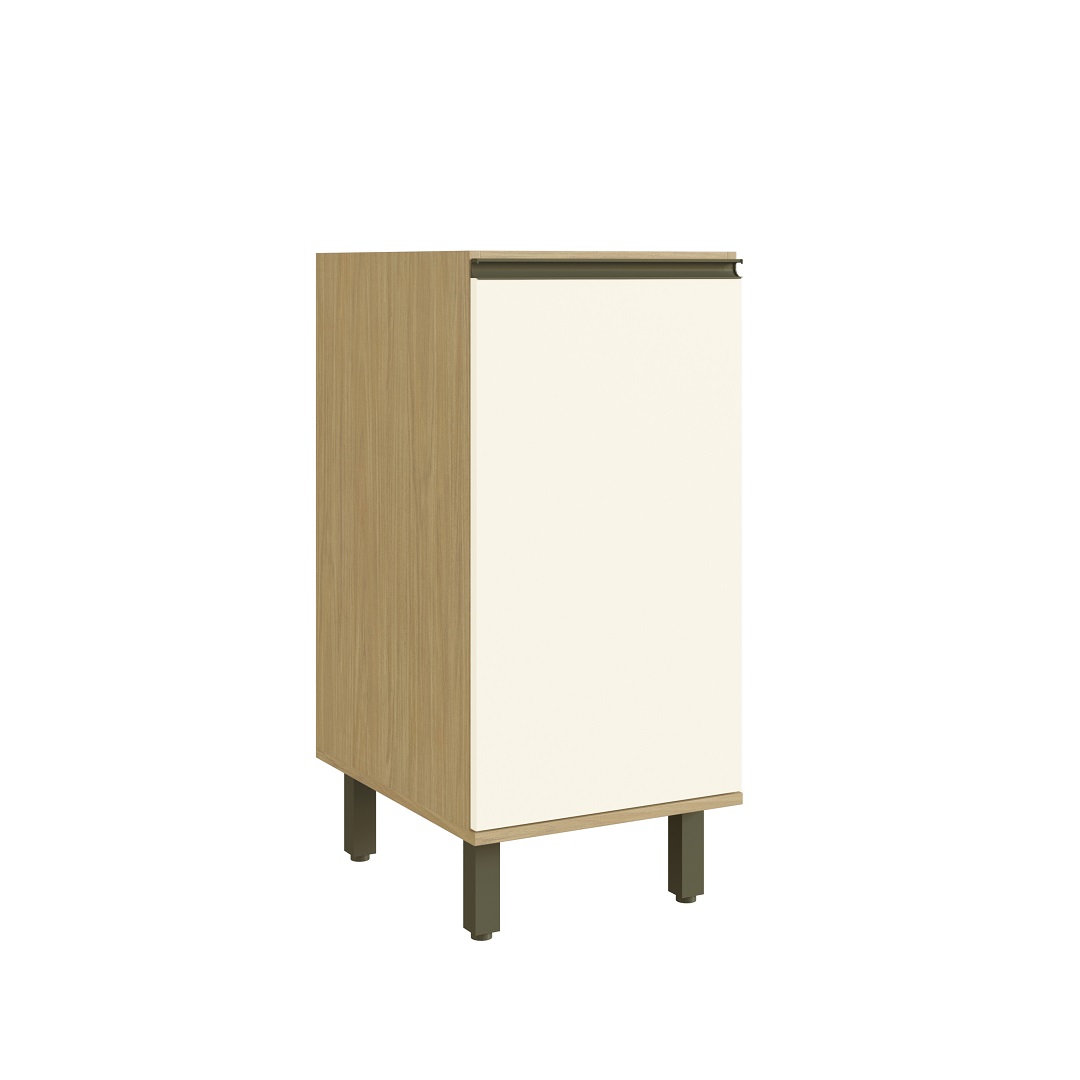 Balcão 40cm 1 Porta Mdf Louro Freijó / Champanhe S/ Tampo Linha Nova Dubai 3934