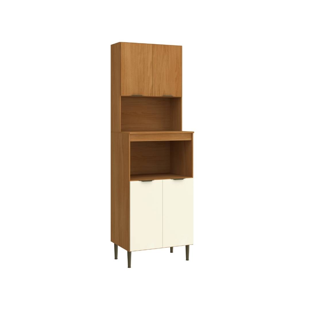 Torre Quente 70cm 4 Portas Mdf Nature / Champanhe C/ Espaço P/ Forno Elétrico e Micro-ondas Linha Ibiza 4303