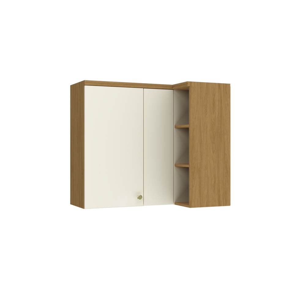 Armário Aéreo Alto Canto Reto 1 Porta Mdf Mascavo / Champanhe C/ Nicho Externo Linha Mira 4617