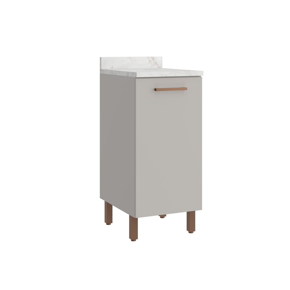 Balcão 40cm 1 Porta Mdf Cinza / Cinza C/ Tampo Linha Sardenha 4134t