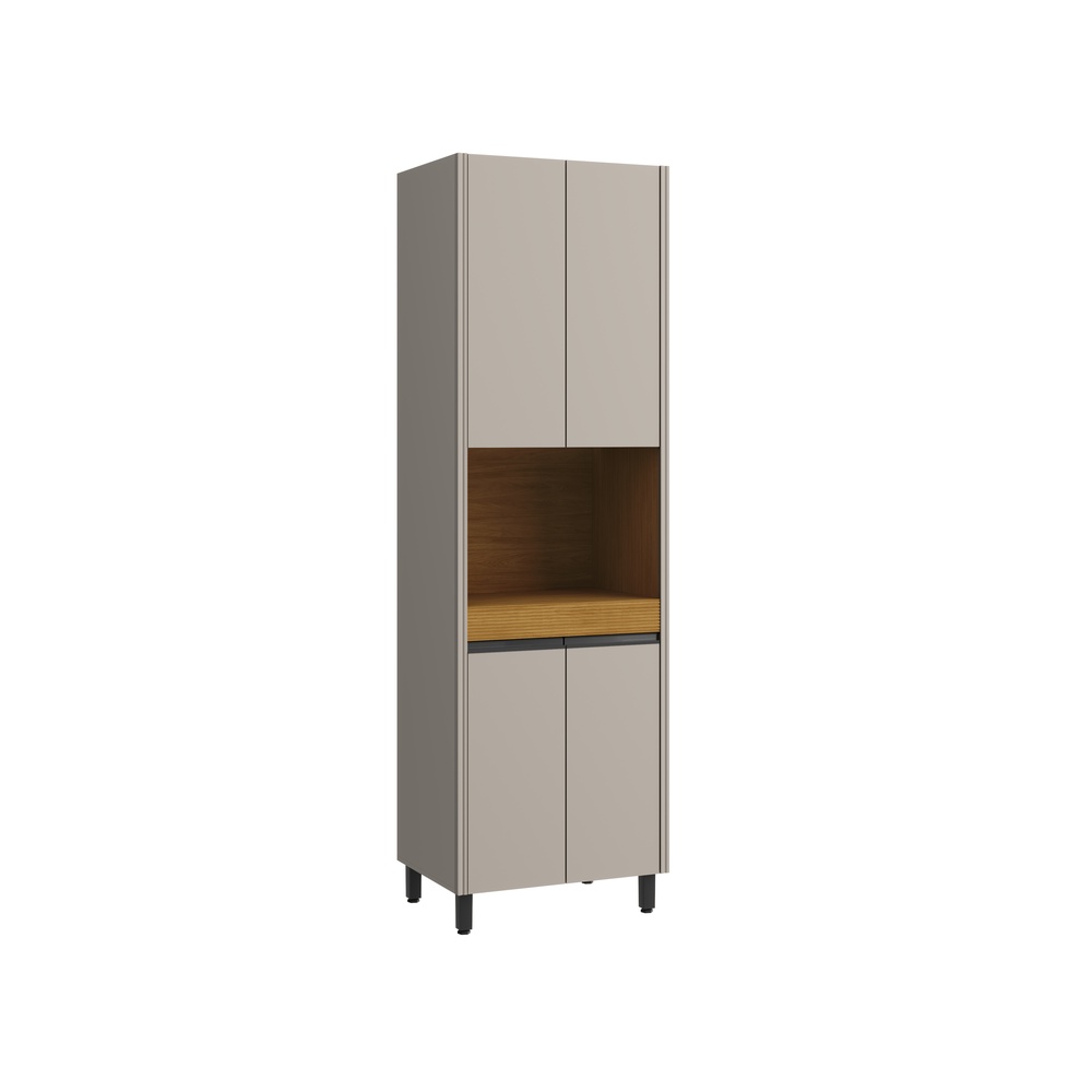 Torre Quente 70cm 4 Portas Mdf Cinza / Cinza  / Mascavoc/ Tomada Inclusa C/ Espaço P/ Forno Elétrico Linha Alma 4403