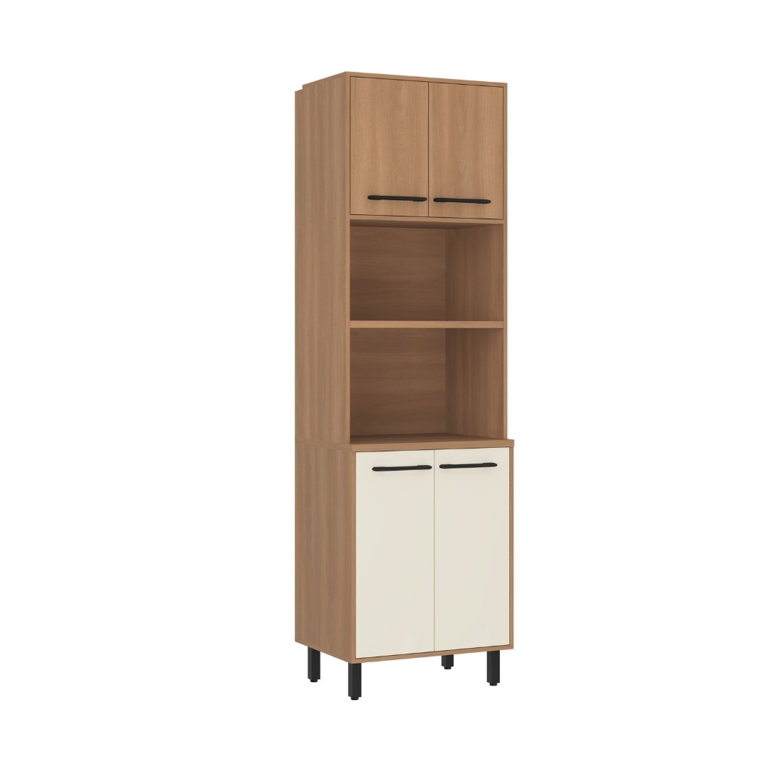 Torre Quente 65cm 4 Portas Mdp Rovere / Champanhe C/ Espaço P/ Forno Elétrico e Micro-ondas Linha Havana 3603