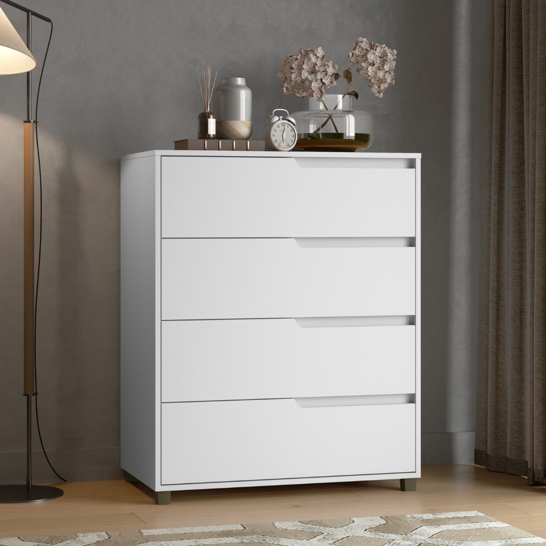 Cômoda Monet 80cm 4 Gavetas Mdf Branco / Branco 510