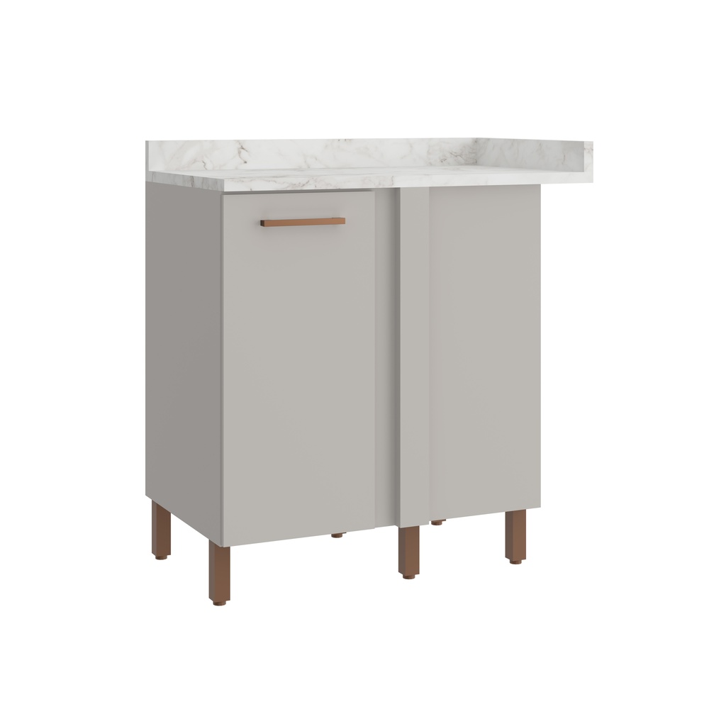 Balcão Canto Reto 1 Porta Mdf Cinza / Cinza C/ Tampo Linha Sardenha 4104t