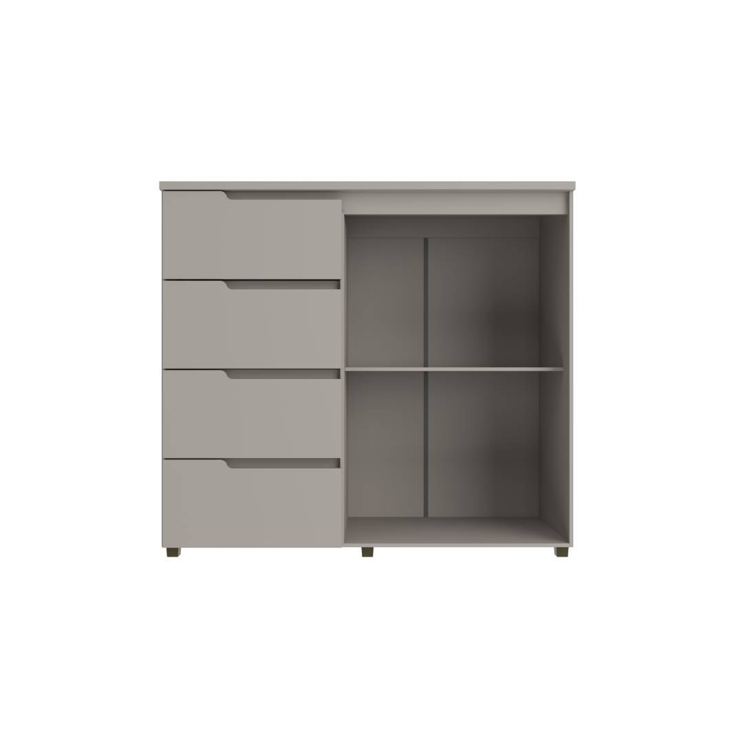 Cômoda Línea  130cm 2 Portas 4 Gavetas Mdf Cinza / Cinza 523