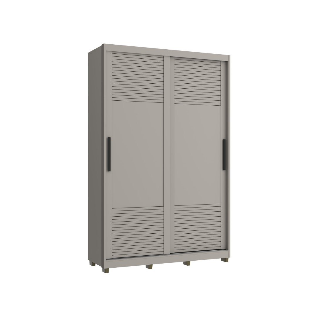 Roupeiro Thales 150cm 2 Portas 3 Gavetas Mdf Cinza / Cinza Grafiatto S/ Espelho 521