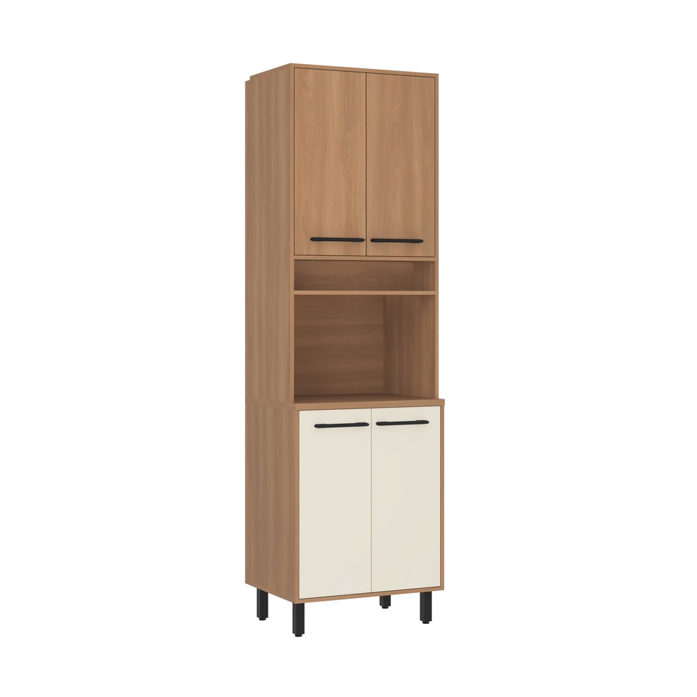 Torre Quente 65cm 4 Portas Mdp Rovere / Champanhe C/ Espaço P/ Micro-ondas Linha Havana 3614