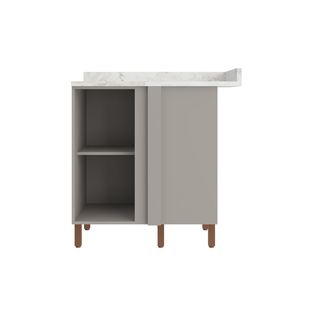 Balcão Canto Reto 1 Porta Mdf Cinza / Cinza C/ Tampo Linha Sardenha 4104t