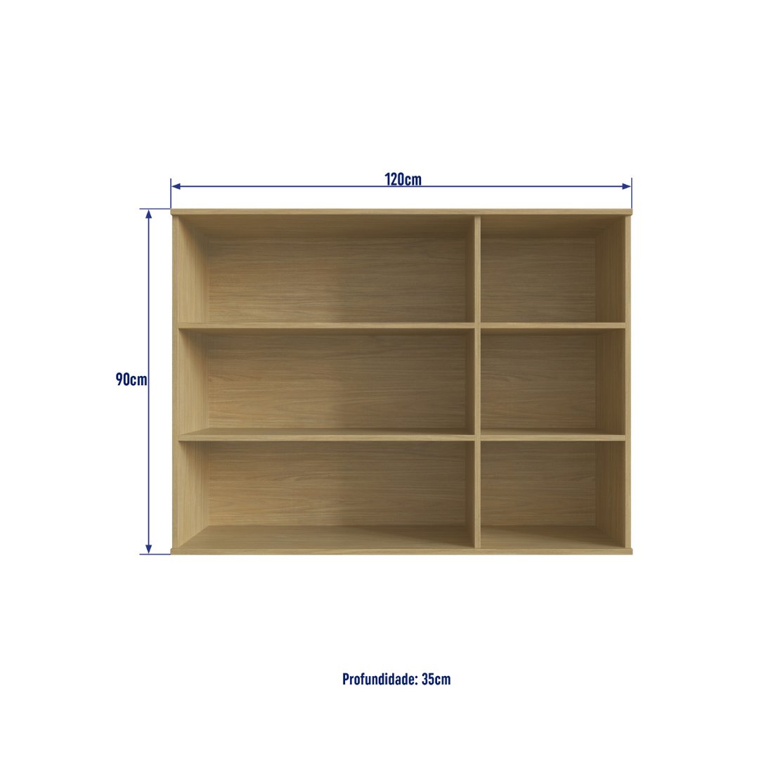 Armário Aéreo Alto 120cm 3 Portas Grafiatto Mdf Louro Freijó / Louro Freijó Linha Nova Dubai 3913