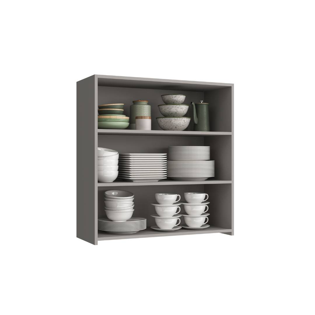 Arm&aacute;rio A&eacute;reo Alto 80cm 2 Portas Mdf Cinza / Cinza Linha Sardenha 4192