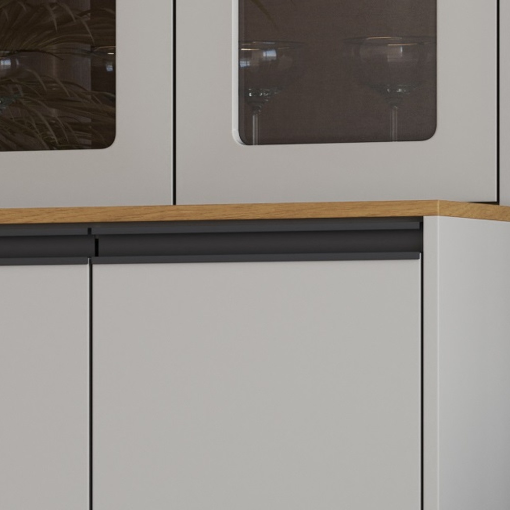 Cristaleira 70cm 4 Portas Mdp Cinza / Mascavo C/ Vidro Fumê Linha Charlotte 4506