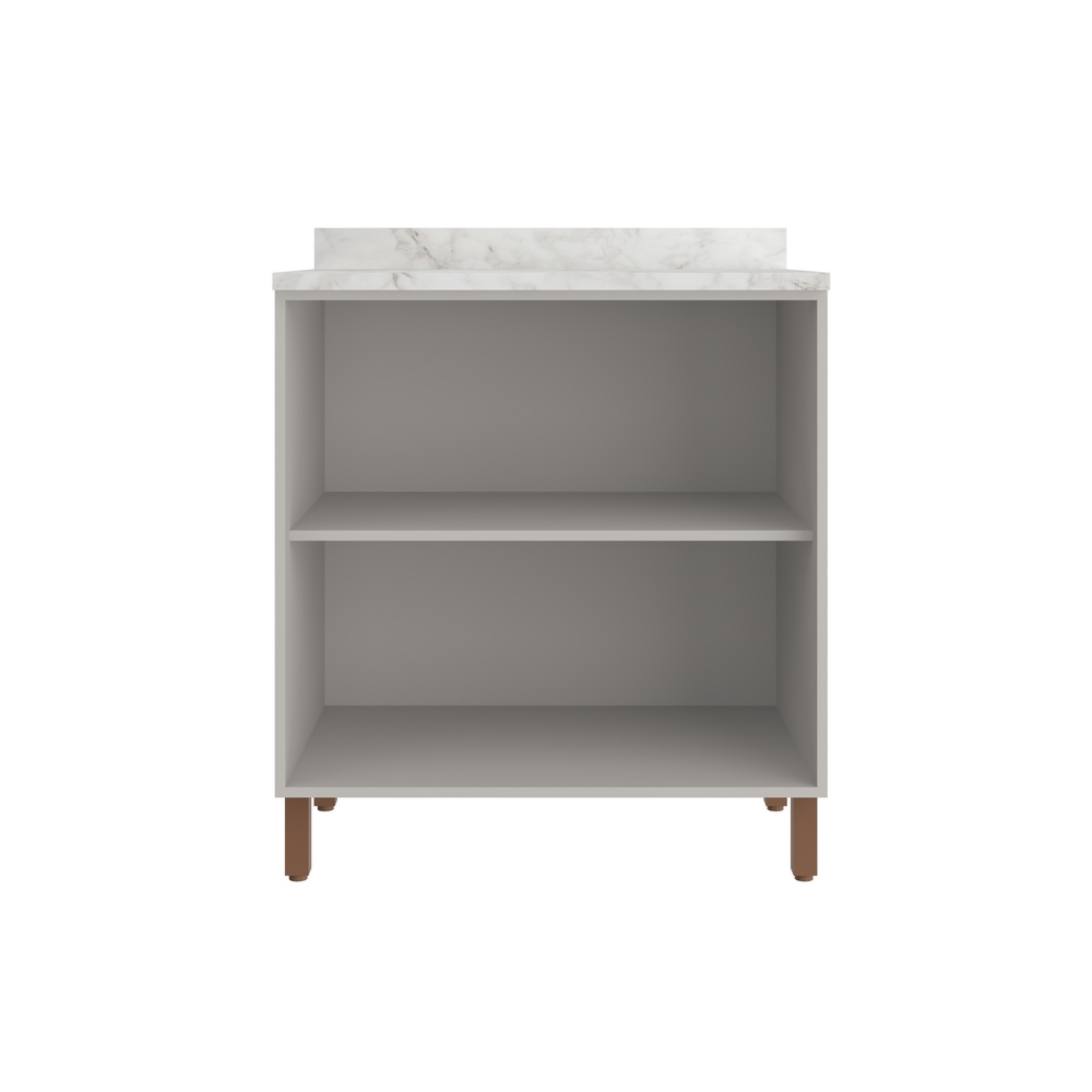 Balcão 80cm 2 Portas Mdf Cinza / Cinza C/ Tampo Linha Sardenha 4138t