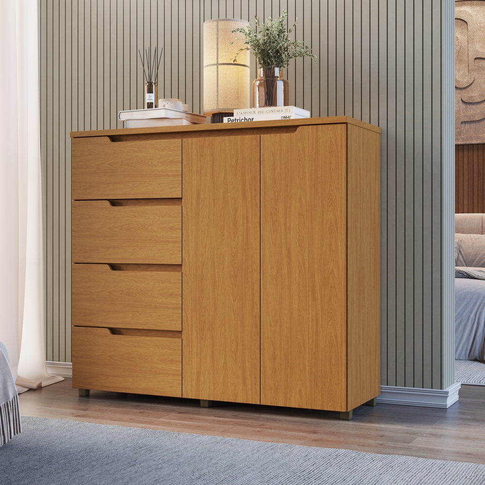 Cômoda Línea 130cm 2 Portas 4 Gavetas Mdf Nature / Nature 523