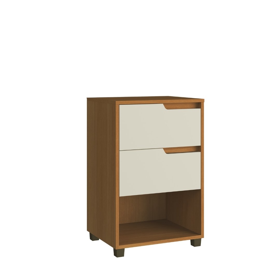 Mesa Auxiliar Da Vinci 45cm 2 Gavetas Mdf Nature / Champanhe 512