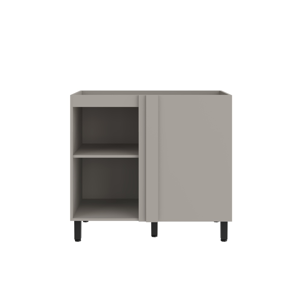 Balcão Canto Reto 1 Porta Mdf Cinza / Cinza  S/ Tampo Linha Alma 4405