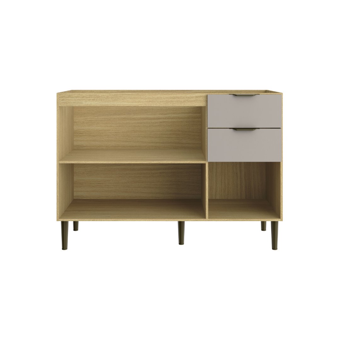 Balcão P/ Pia 120cm 3 Portas 2 Gavetas Mdf Louro Freijó / Cinza Linha Ibiza 4307