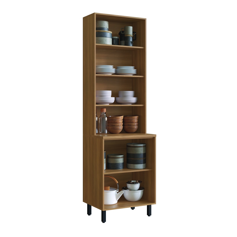 Cristaleira 65cm 4 Portas Mdp Rovere / Champanhe C/ Vidro Fumê Linha Havana 3606