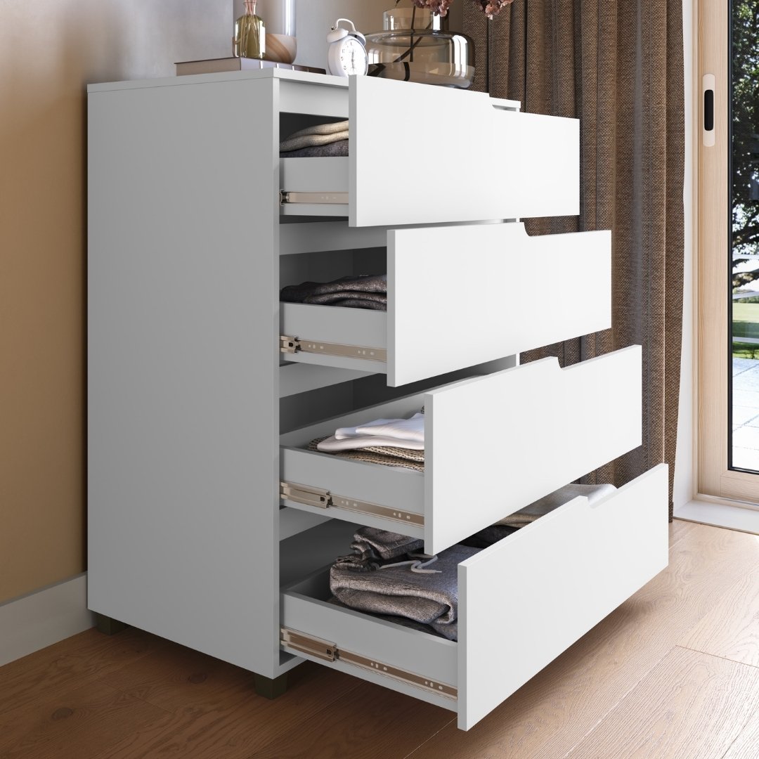 Cômoda Monet 80cm 4 Gavetas Mdf Branco / Branco 510