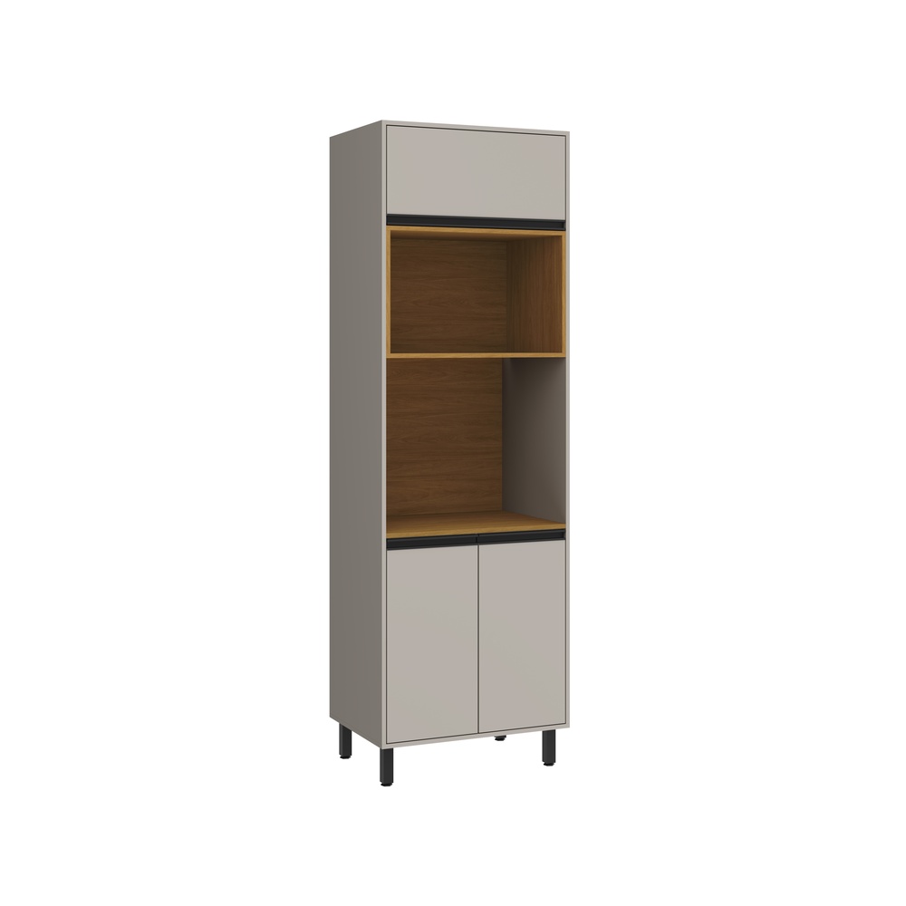 Torre Quente 70cm 3 Portas Mdp Cinza / Mascavo C/ Espaço P/ Forno Elétrico e Micro-ondas Linha Charlotte 4523